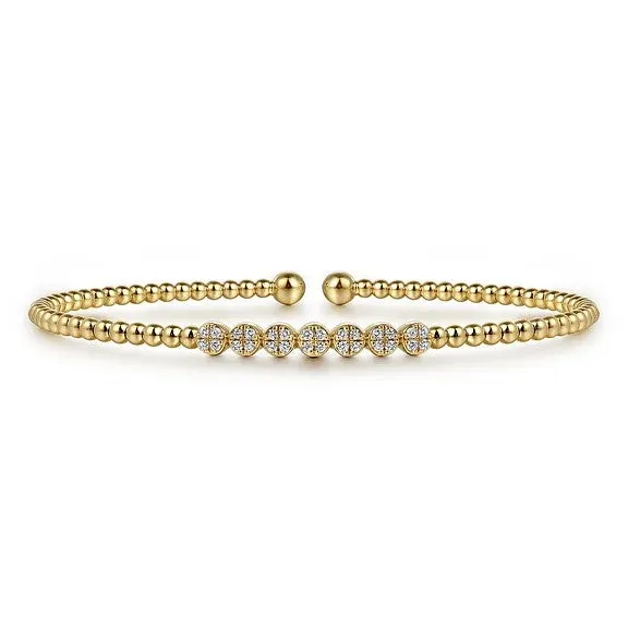 14K Yellow Gold Bujukan Bead and Cluster Diamond Bangle GABRIEL CO Bracelets 14K Yellow Gold Bujukan Bead and Cluster Diamond Bangle GABRIEL CO Bracelets