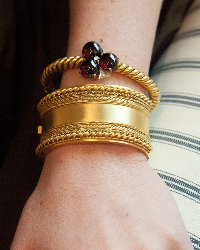 Bracelets Bell Bird Antiques Victorian Gilded Bangle Bracelet