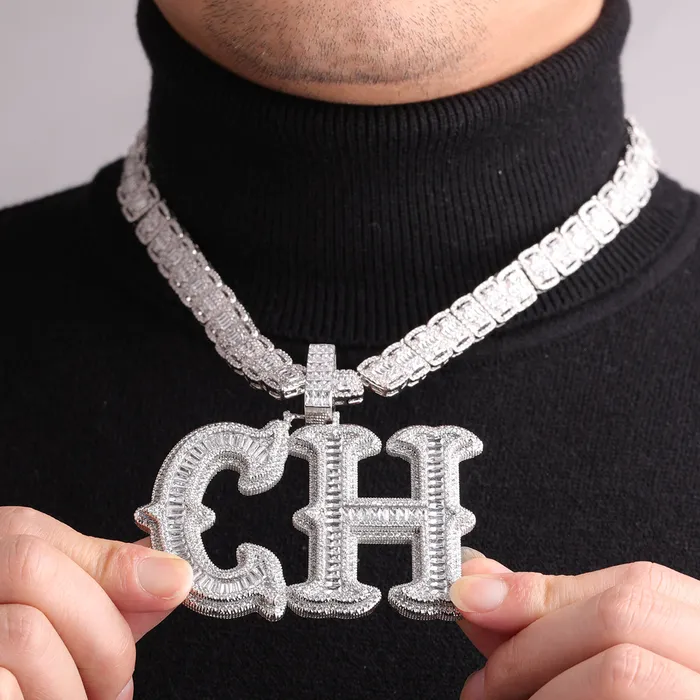 CURSIVE Cursive Two Layers Iced Out Personalized Custom Name Necklace Pendant Necklaces CURSIVE Cursive Two Layers Iced Out Personalized Custom Name Necklace Pendant Necklaces