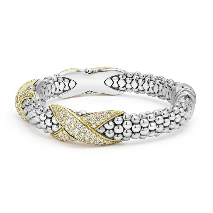 Embrace Three Station Diamond X Caviar Bracelet 9mm LAGOS Bracelets