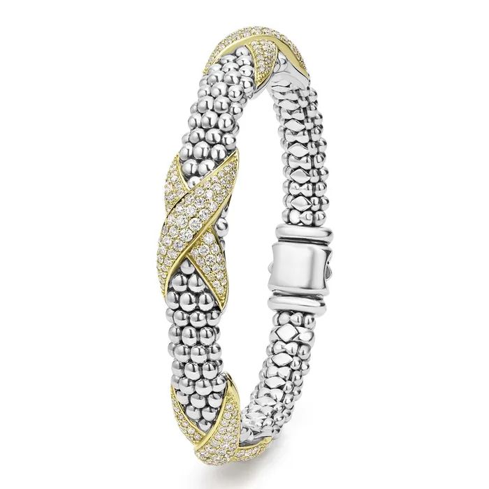 Embrace Three Station Diamond X Caviar Bracelet 9mm LAGOS Bracelets
