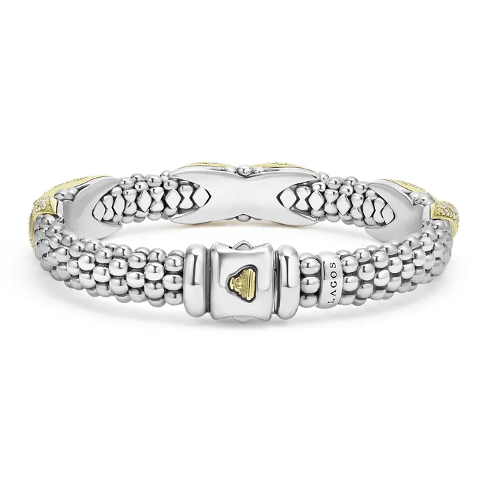 Embrace Three Station Diamond X Caviar Bracelet 9mm LAGOS Bracelets