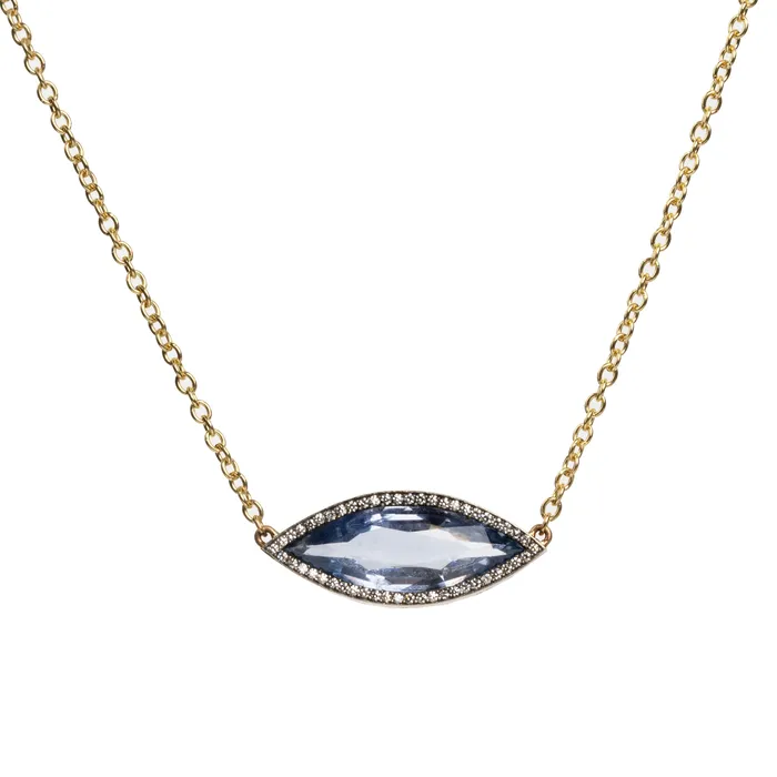 Necklaces Bell Bird In House Bell Bird Sapphire and Diamond Pendant Necklace Necklaces Bell Bird In House Bell Bird Sapphire and Diamond Pendant Necklace