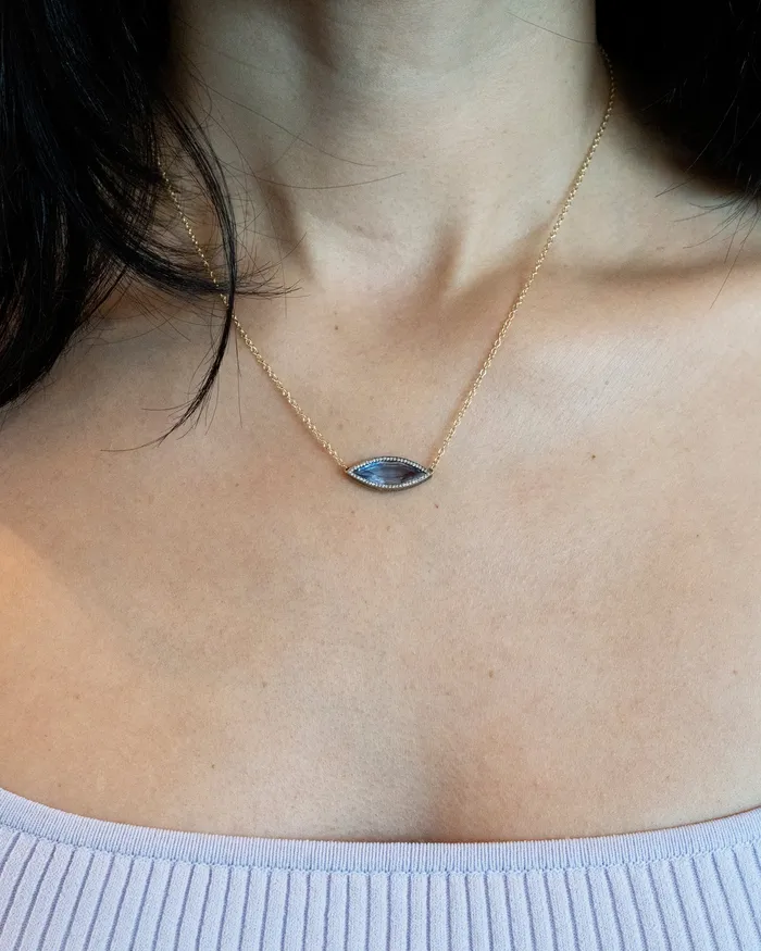 Necklaces Bell Bird In House Bell Bird Sapphire and Diamond Pendant Necklace