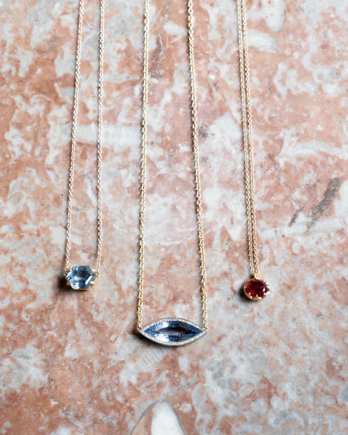 Necklaces Bell Bird In House Bell Bird Sapphire and Diamond Pendant Necklace