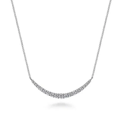 Necklaces GABRIEL CO 14K White Gold Prong Set Diamond Bar Necklace