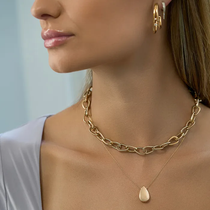 NicoleHD Jewelry Necklaces Pear Link Chain Necklace