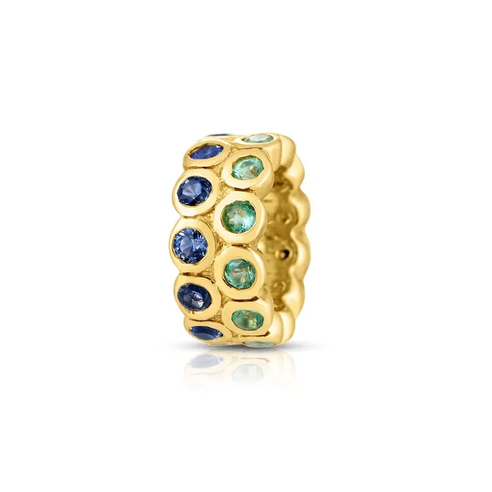 Sapphire And Emerald Wavy Spacer Bead NicoleHD Jewelry Necklaces