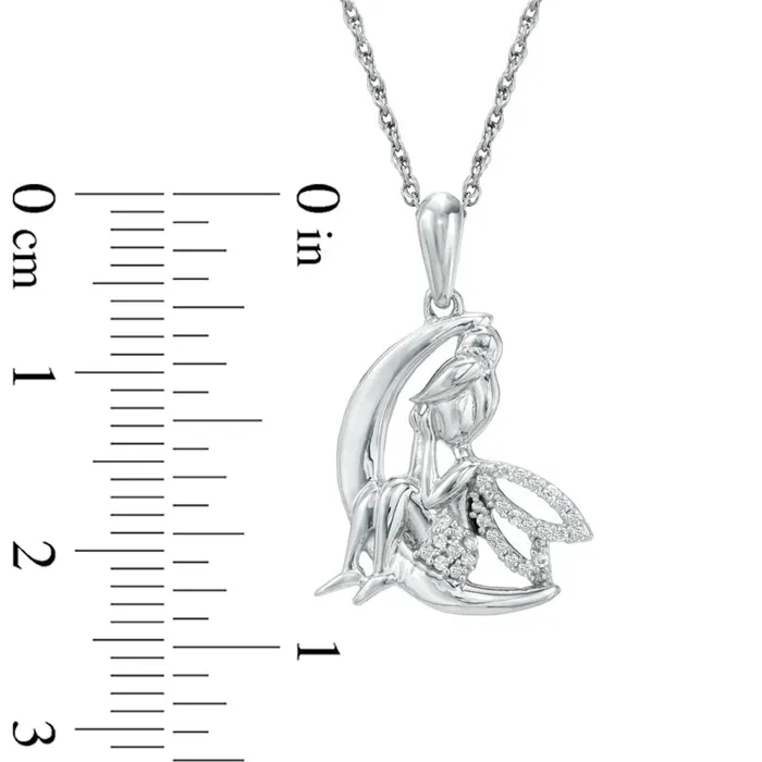 007 CT TW Natural Diamond Fairy on Crescent Moon Pendant in Sterling Silver Goldia Necklaces 007 CT TW Natural Diamond Fairy on Crescent Moon Pendant in Sterling Silver Goldia Necklaces