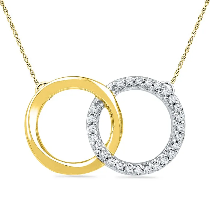 01 CT TW Natural Diamond Interlocking Circles Necklace in Sterling Silver and 14K Gold Plate Goldia Necklaces 01 CT TW Natural Diamond Interlocking Circles Necklace in Sterling Silver and 14K Gold Plate Goldia Necklaces