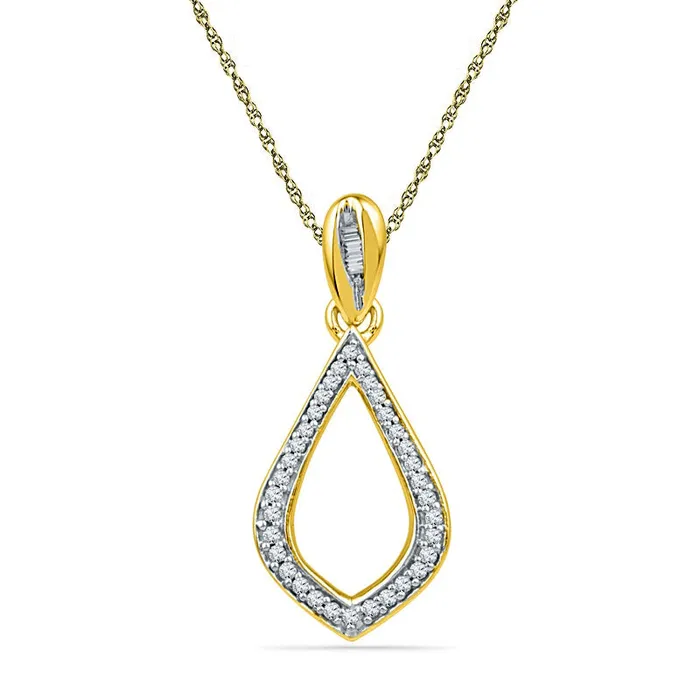 013 CT TW Natural Diamond Petal Pendant in 10K Yellow Gold Goldia Necklaces 013 CT TW Natural Diamond Petal Pendant in 10K Yellow Gold Goldia Necklaces