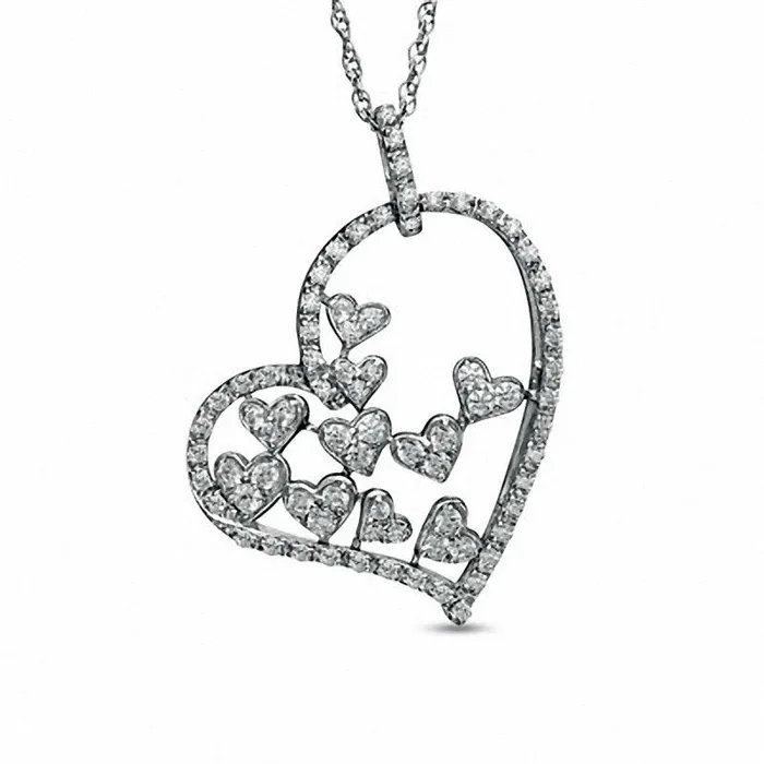 05 CT TW Natural Diamond Fluttering Heart Pendant in Sterling Silver Goldia Necklaces 05 CT TW Natural Diamond Fluttering Heart Pendant in Sterling Silver Goldia Necklaces
