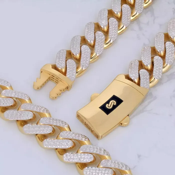 10k Yellow Gold 17mm Monaco Miami Cuban Link Diamond Cut Pave Chain Bracelet 9 Goldiacom Bracelets