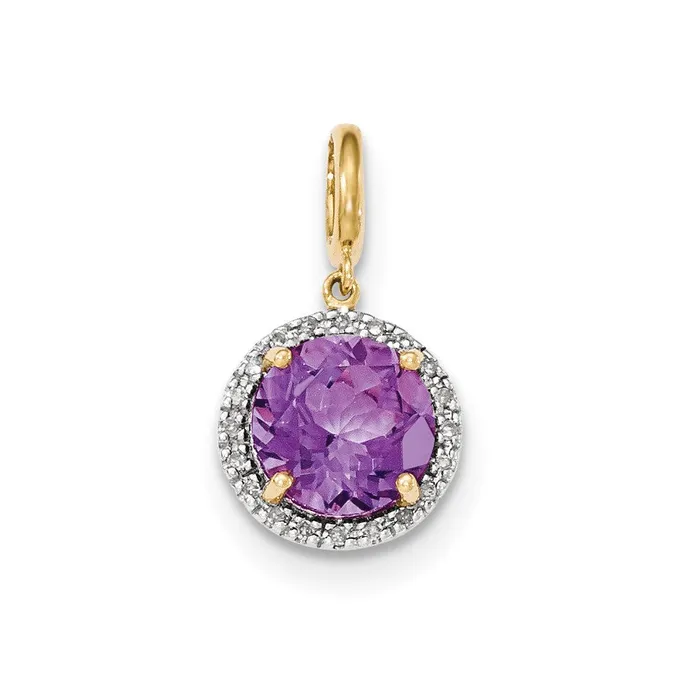 14k Amethyst with Diamond Halo Pendant Goldiacom Necklaces