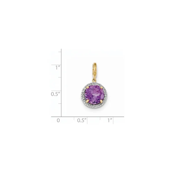 14k Amethyst with Diamond Halo Pendant Goldiacom Necklaces