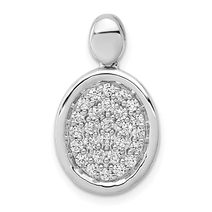 14k White Gold 12ct Real Diamond Fancy Oval Pendant Goldia Necklaces