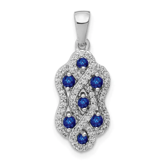 14k White Gold Real Diamond and Sapphire Fancy Twisted Pendant Goldia Necklaces 14k White Gold Real Diamond and Sapphire Fancy Twisted Pendant Goldia Necklaces