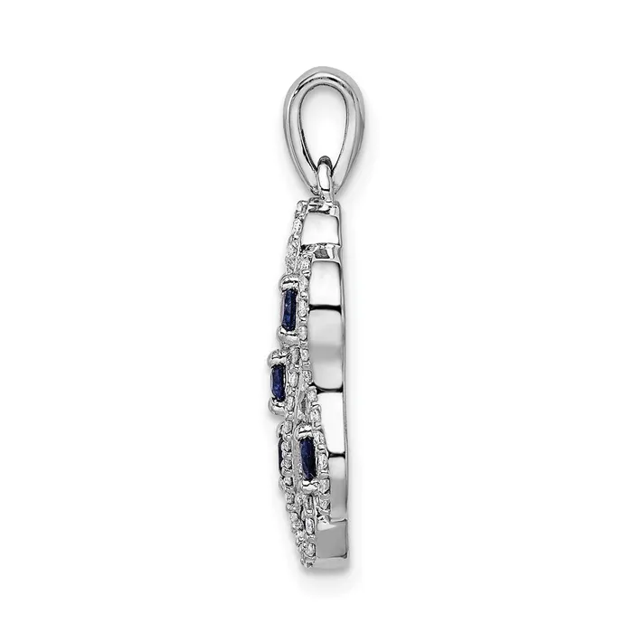 14k White Gold Real Diamond and Sapphire Fancy Twisted Pendant Goldia Necklaces