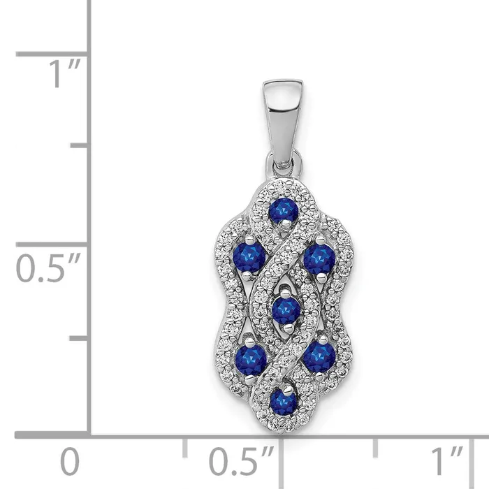 14k White Gold Real Diamond and Sapphire Fancy Twisted Pendant Goldia Necklaces