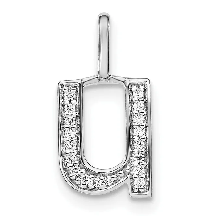 14K White Gold Real Diamond Lower Case Letter U Initial Pendant Goldia Necklaces 14K White Gold Real Diamond Lower Case Letter U Initial Pendant Goldia Necklaces