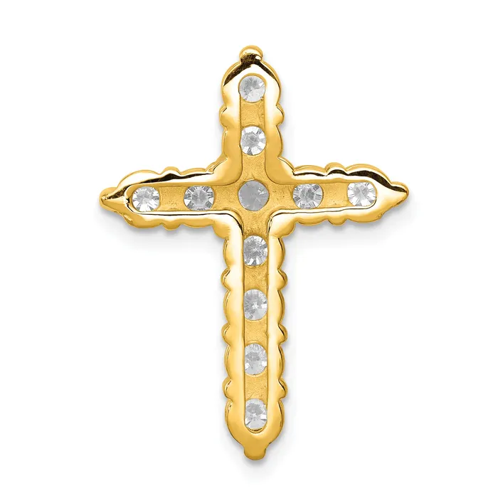 14k Yellow Gold 1 14 Ct Lab Grown Diamond VSSI G Cross Chain Slide Pendant Goldia Necklaces