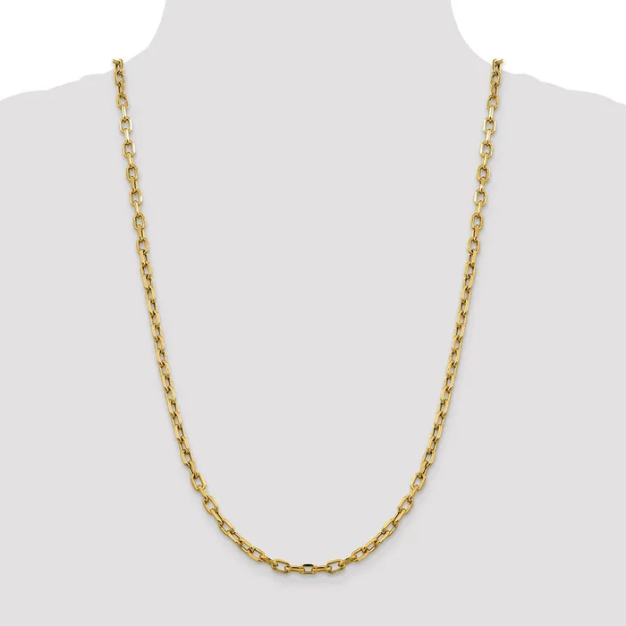 14K Yellow Gold 26 inch 49mm SemiSolid Diamondcut Open Link Cable with Lobster Clasp Chain Necklace MDS Necklaces 14K Yellow Gold 26 inch 49mm SemiSolid Diamondcut Open Link Cable with Lobster Clasp Chain Necklace MDS Necklaces