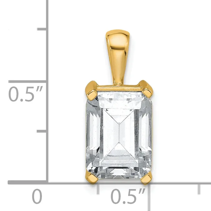 14k Yellow Gold 4 Ct Certified Lab Grown Diamond VSSI G Emerald Four Prong Pendant Goldia Necklaces