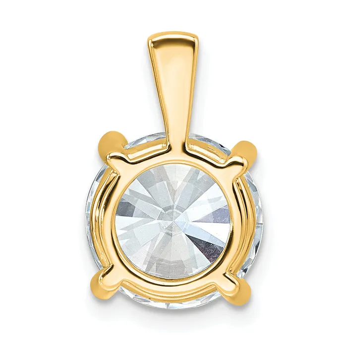 14k Yellow Gold 5 Ct Certified Lab Grown Diamond VSSI G Round Four Prong Pendant Goldia Necklaces