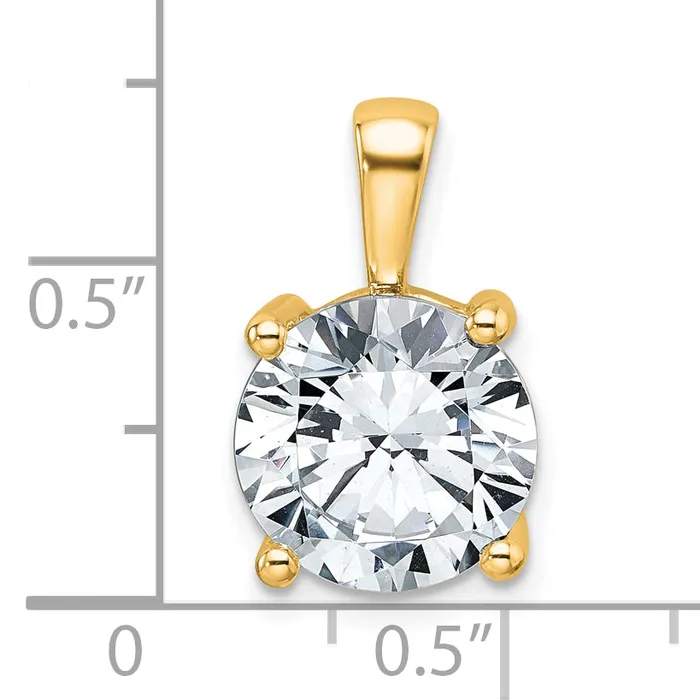 14k Yellow Gold 5 Ct Certified Lab Grown Diamond VSSI G Round Four Prong Pendant Goldia Necklaces