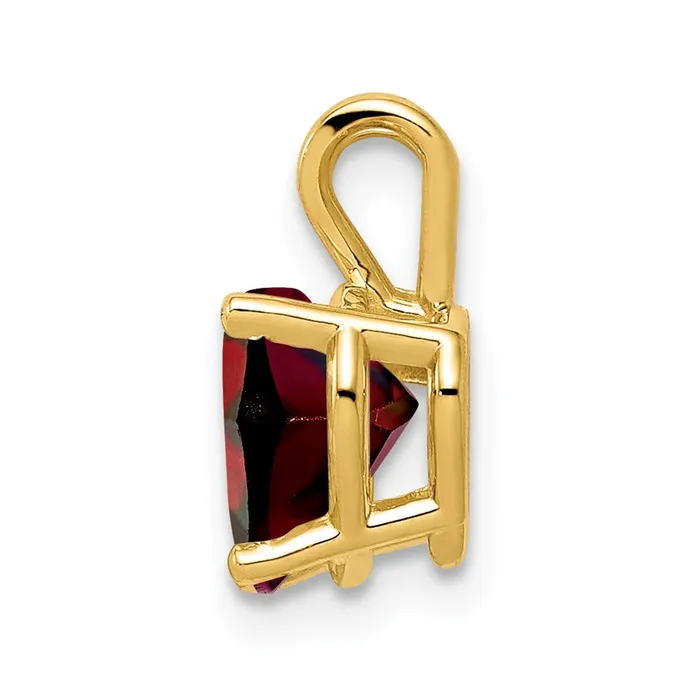 14K Yellow Gold 7mm Heart Garnet pendant Goldia Necklaces
