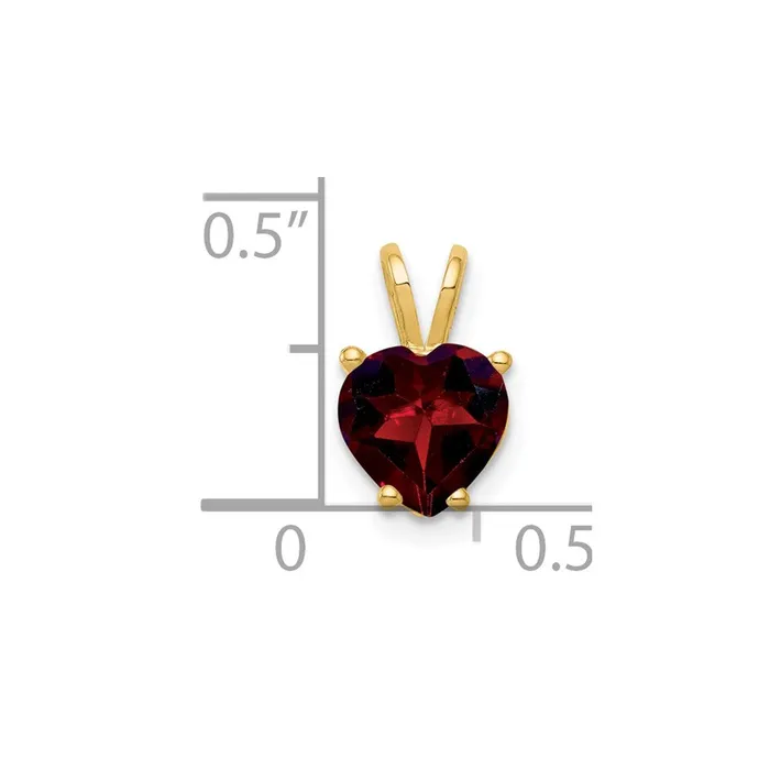 14K Yellow Gold 7mm Heart Garnet pendant Goldia Necklaces