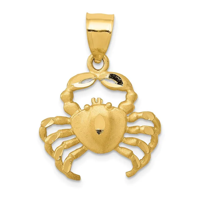 14k Yellow Gold Satin Diamondcut Crab Pendant Goldia Necklaces
