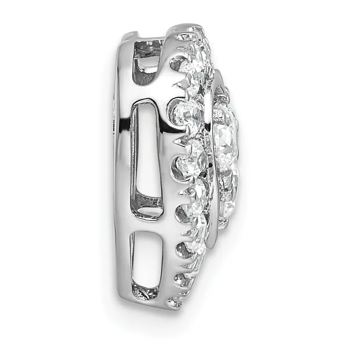14k Yellow Gold White 78 Ct Lab Grown Diamond VSSI G Halo Heart Chain Slide Pendant Goldia Necklaces