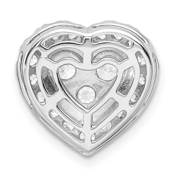 14k Yellow Gold White 78 Ct Lab Grown Diamond VSSI G Halo Heart Chain Slide Pendant Goldia Necklaces