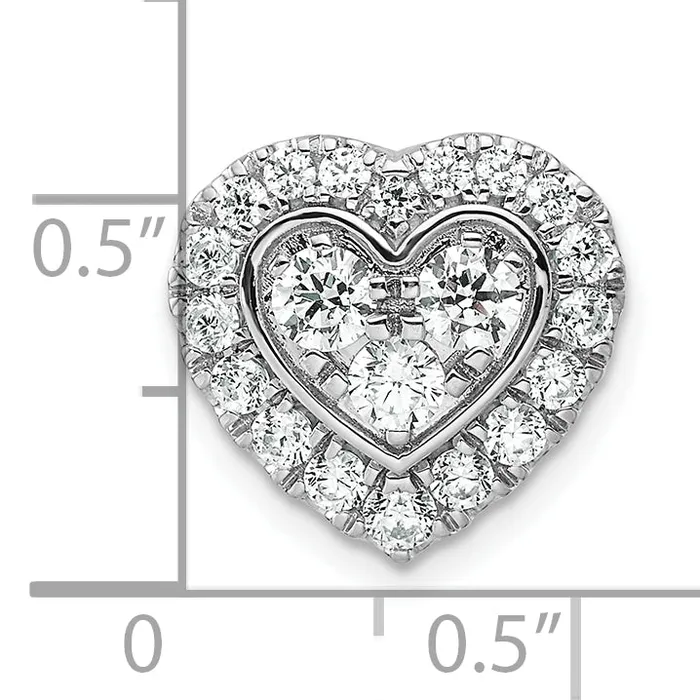14k Yellow Gold White 78 Ct Lab Grown Diamond VSSI G Halo Heart Chain Slide Pendant Goldia Necklaces