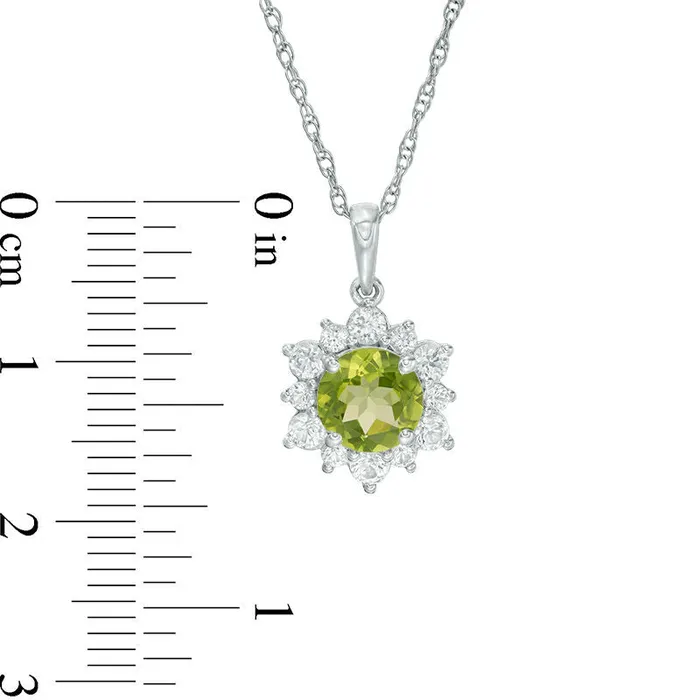 70mm Peridot and LabCreated White Sapphire Sunburst Pendant in Sterling Silver Goldia Necklaces 70mm Peridot and LabCreated White Sapphire Sunburst Pendant in Sterling Silver Goldia Necklaces