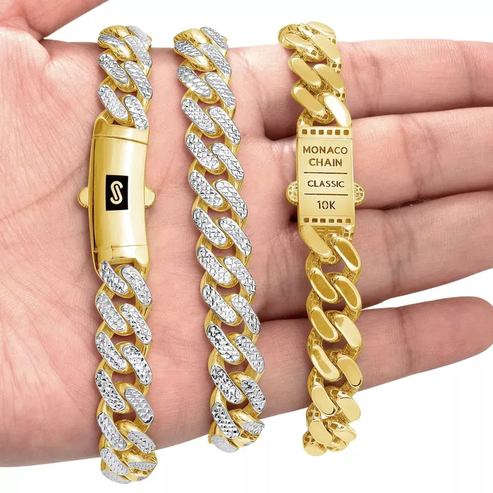 Bracelets Goldiacom 10K Yellow Gold Miami Cuban 13mm Monaco Diamond Cut Pave Chain Bracelet 8 9 Bracelets Goldiacom 10K Yellow Gold Miami Cuban 13mm Monaco Diamond Cut Pave Chain Bracelet 8 9