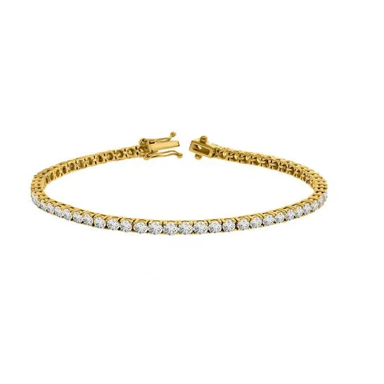 Bracelets JMS always Original Maulijewels 25 Carat Brilliant Cut Round Lab Grown Diamond 7 Tennis Bracelet For Women In 14K Solid Yellow Gold Bracelets JMS always Original Maulijewels 25 Carat Brilliant Cut Round Lab Grown Diamond 7 Tennis Bracelet For Women In 14K Solid Yellow Gold