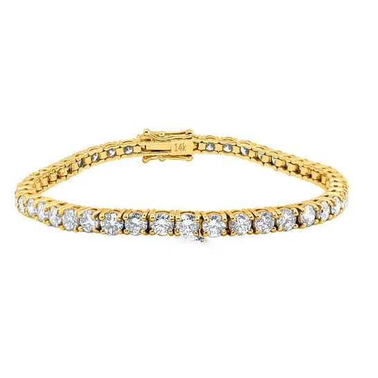Bracelets JMS always Original Maulijewels 25 Carat Brilliant Cut Round Lab Grown Diamond 7 Tennis Bracelet For Women In 14K Solid Yellow Gold Bracelets JMS always Original Maulijewels 25 Carat Brilliant Cut Round Lab Grown Diamond 7 Tennis Bracelet For Women In 14K Solid Yellow Gold