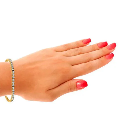 Bracelets JMS always Original Maulijewels 25 Carat Brilliant Cut Round Lab Grown Diamond 7 Tennis Bracelet For Women In 14K Solid Yellow Gold Bracelets JMS always Original Maulijewels 25 Carat Brilliant Cut Round Lab Grown Diamond 7 Tennis Bracelet For Women In 14K Solid Yellow Gold