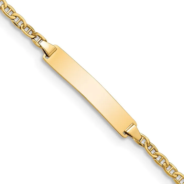 Bracelets MDS 14k SemiSolid Polished Anchor Link ID Bracelet
