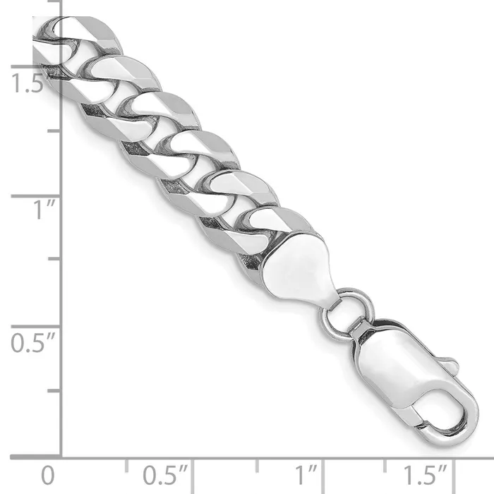 Bracelets MDS Solid 14K White Gold 8 inch 8mm Flat Beveled Curb with Lobster Clasp Bracelet Bracelets MDS Solid 14K White Gold 8 inch 8mm Flat Beveled Curb with Lobster Clasp Bracelet