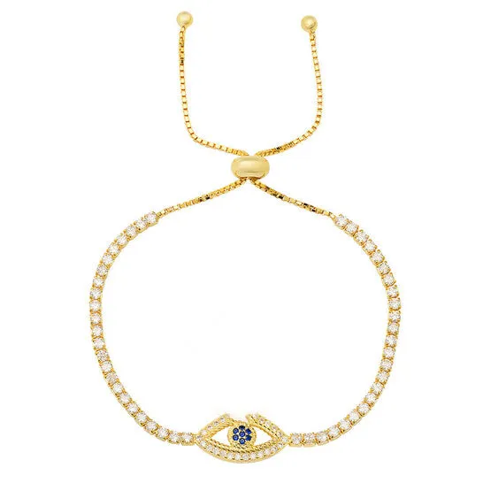 Bracelets Original Kylie Harper 14k Gold Over Silver Cubic Zirconia CZ Evil Eye Adjustable Bracelet JMS always Bracelets Original Kylie Harper 14k Gold Over Silver Cubic Zirconia CZ Evil Eye Adjustable Bracelet JMS always
