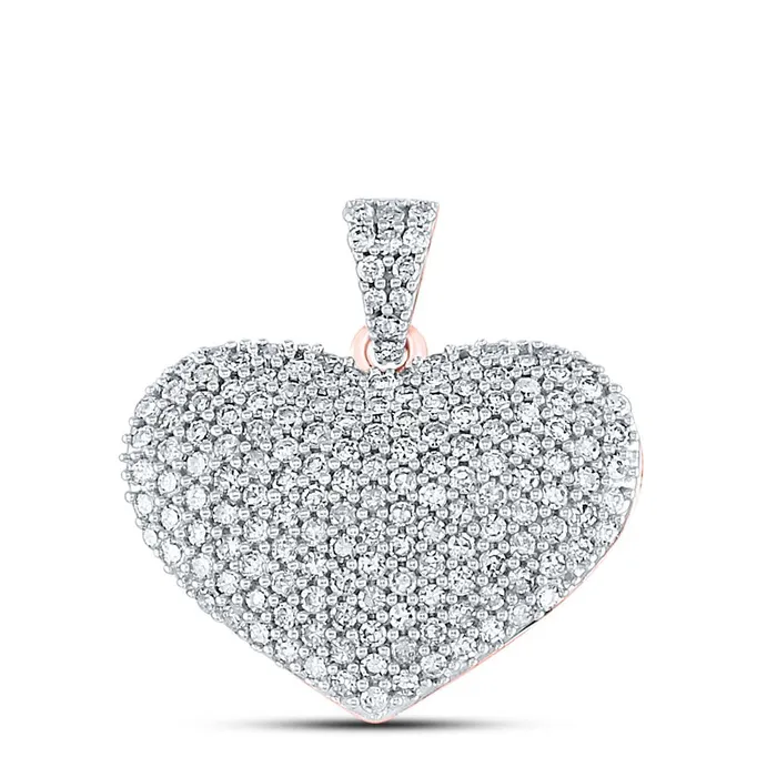 gndatlanta 14k Rose Gold Round Diamond Charmed Heart Pendant 1 Cttw Necklaces gndatlanta 14k Rose Gold Round Diamond Charmed Heart Pendant 1 Cttw Necklaces