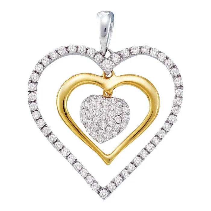 gndatlanta 14k White Gold Round Diamond Double Frame Heart Cluster Pendant 12 Cttw Necklaces gndatlanta 14k White Gold Round Diamond Double Frame Heart Cluster Pendant 12 Cttw Necklaces