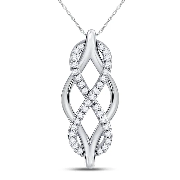 gndatlanta 14k White Gold Round Diamond Vertical Infinity Pendant 112 Cttw Necklaces gndatlanta 14k White Gold Round Diamond Vertical Infinity Pendant 112 Cttw Necklaces