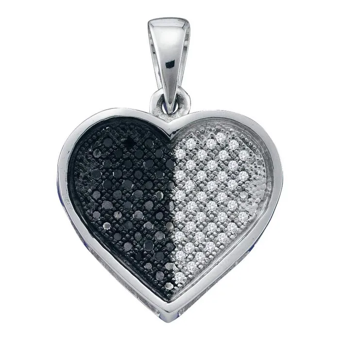 gndatlanta Necklaces 14k White Gold Black Diamond Heart Cluster Pendant 14 Cttw gndatlanta Necklaces 14k White Gold Black Diamond Heart Cluster Pendant 14 Cttw