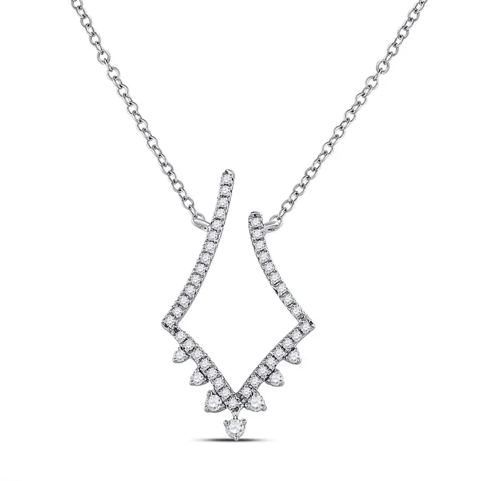 gndatlanta Necklaces 14k White Gold Round Diamond ModernV Fashion Necklace 14 Cttw gndatlanta Necklaces 14k White Gold Round Diamond ModernV Fashion Necklace 14 Cttw