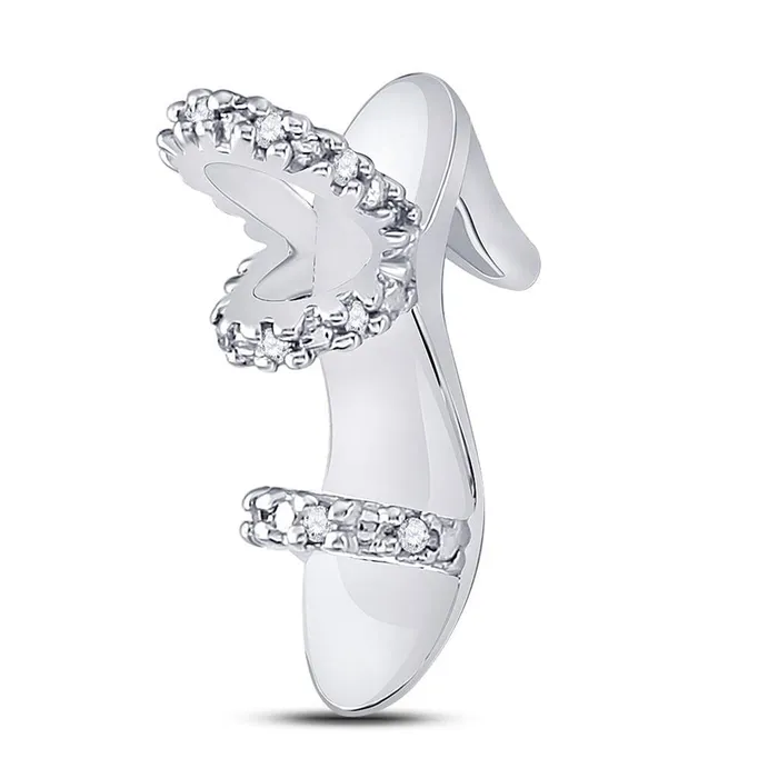 gndatlanta Necklaces 14k White Gold Round Diamond Stiletto Shoe Pendant 120 Cttw