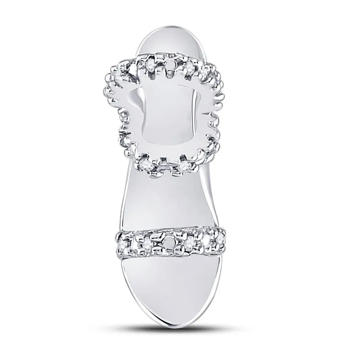 gndatlanta Necklaces 14k White Gold Round Diamond Stiletto Shoe Pendant 120 Cttw